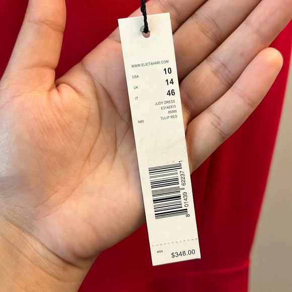 NWT Tulip Red/Pink Peplum Elle Tahari Judy Dress Size 10 - Picture 10 of 11
